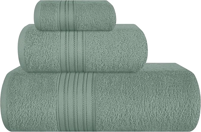 Green BOUTIQUO Ultra Soft 3 Pack Cotton Towel Set Contains a Bath Towels 28×55 inch Carefully Designed