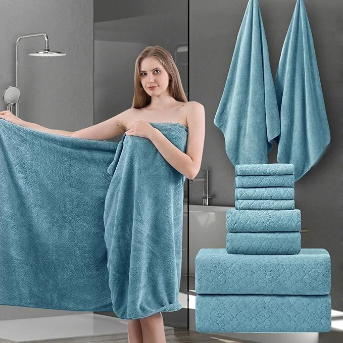Outstanding Ycosy 8-Piece Bath Towels Set 2 Oversized Large Bath Towels Sheet 2 Hand Premium Material