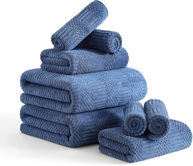 Top-Quality 8 Piece Bath Towel Set-2 Oversized Bath Sheets 2 Hand Towels 4 Enhanced