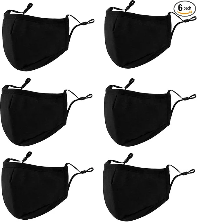 Responsible 3-Ply Cloth Face Mask 6 Pack Reusable and Breathable Face Covering Smooth