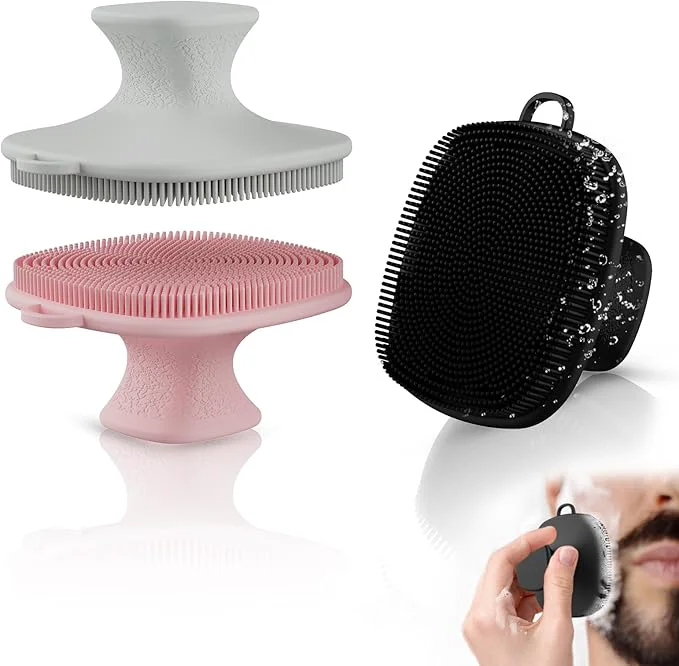 Minimalist 3 Pack Face Scrubber Silicone Facial Cleansing Brush Convenient