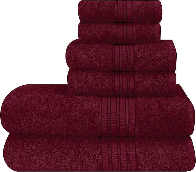 Soft BOUTIQUO 6 Pack Cotton Towel Set Contains 2 Bath Towels 28×55 inch 2 Hand Casual