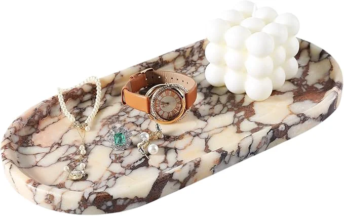 Breathable Koville Natural Decorative Marble Bathroom Tray Stone Perfume Trays Jewelry Luxury