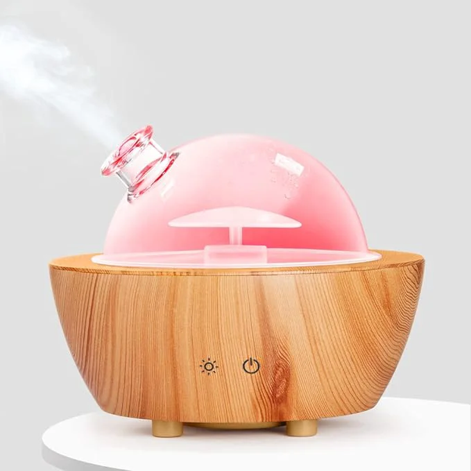 Detailed Glass Essential Oil Diffuser Wood Grain Base 280ml Aromatherapy Diffusers Cool Healthy