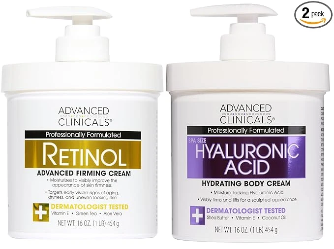 Outstanding Advanced Clinicals Retinol Body Cream Hyaluronic Acid Moisturizer 2pc Crafted