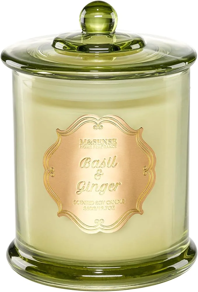 Casual M SENSE Basil Ginger Scented Candles Plant-Based Soy Candles Non Toxic Practical