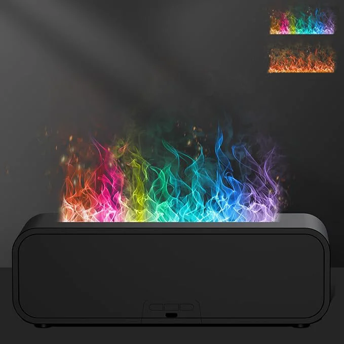 Environmentally Friendly Colorful Flame Air Aroma Diffuser Humidifier Dynamic Fire Flame Sound Pickup Excellent