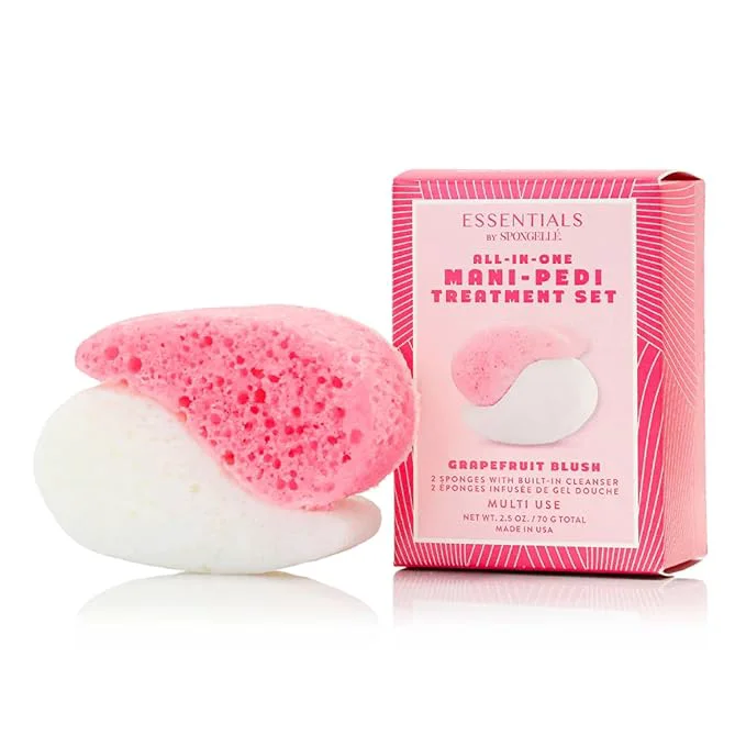 Sustainable Spongellé Essentials Grapefruit Blush Mani Pedi Buffer Exfoliating Foot Smart