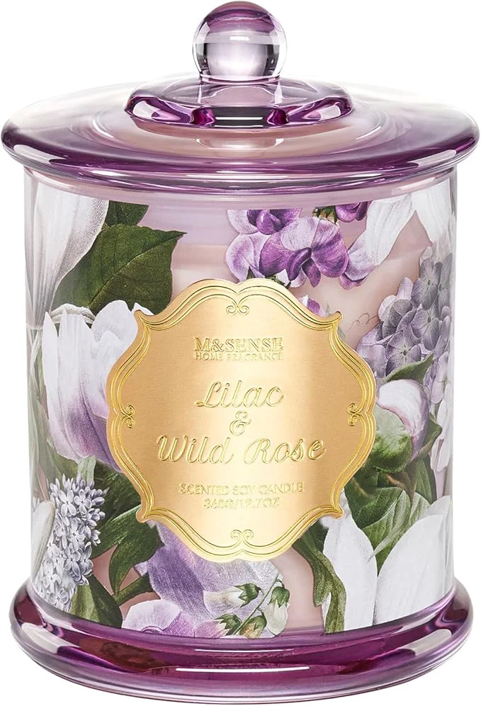 Lightweight M SENSE Lilac Rose Spring Floral Scented Candle 2-Wick 12.7oz 75H Non-Toxic Selected