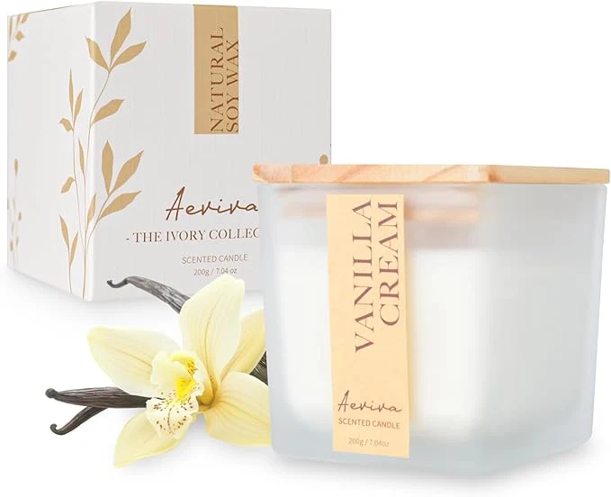 Outstanding Scented Candle 7.04 oz Vanilla Cream Aromatherapy Candle Natural Soy Wax Sophisticated