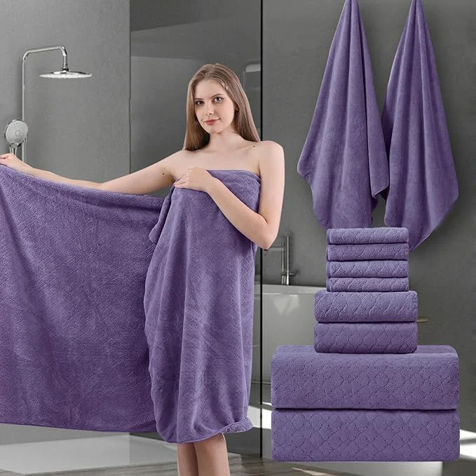 Authentic 8-Piece Bath Towels Set 2 Oversized Large Bath Towel Sheet 2 Hand Towels and Expertly Made