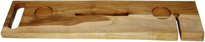 Premium EcoDecors Eleganto 36 Live Edge Solid Teak Bath Caddy Tray High-Quality