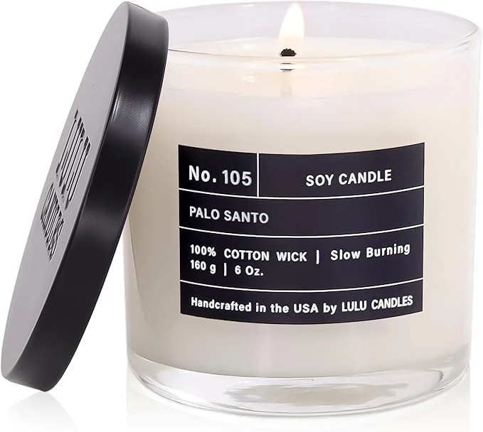 Official Lulu Candles Palo Santo Luxury Scented Soy Jar Candle Hand Poured in The Next-Generation