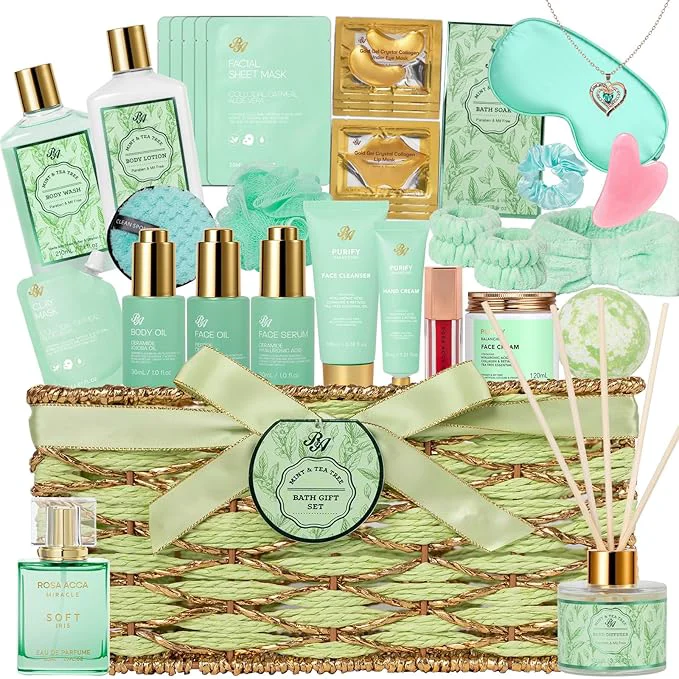 Reusable 35 Pcs Mothers Day Gifts for Mom Bath Body Gift Basket for Women Tea Tree Dependable