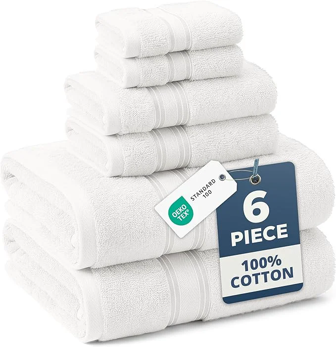 Green LANE LINEN Bath Towels Set of 6 – Cotton Zero Twist 2 Large Bath Towel Comfortable