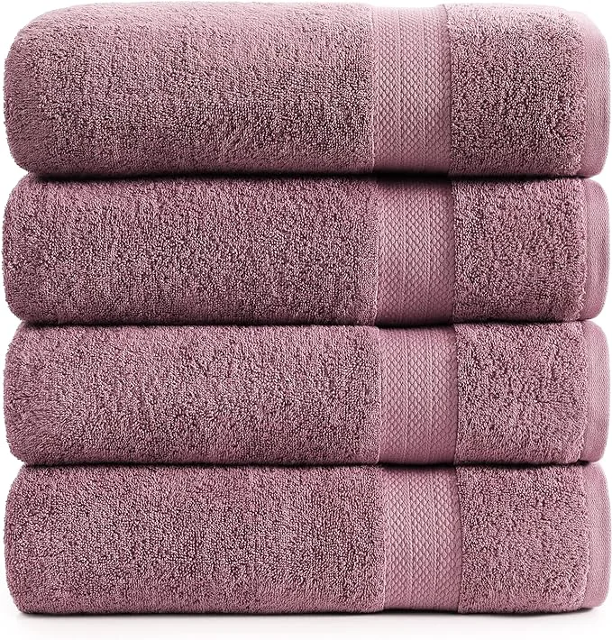 Secure LANE LINEN Premium Bath Towels Set of 4 Organic