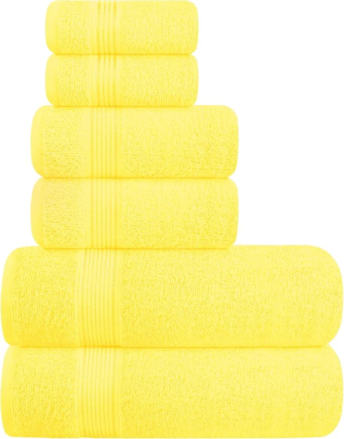 Unique Elvana Home Ultra Soft 6 Pack Cotton Towel Set Contains 2 Bath Towels 28×55 Premium