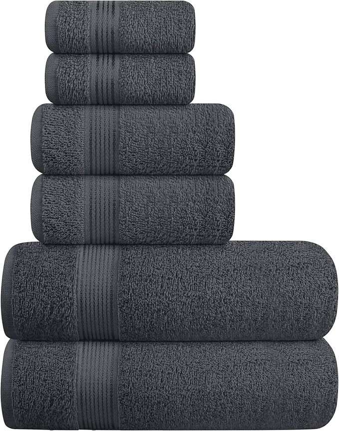 Sophisticated Elvana Home Ultra Soft 6 Pack Cotton Towel Set Contains 2 Bath Towels 28×55 Responsible