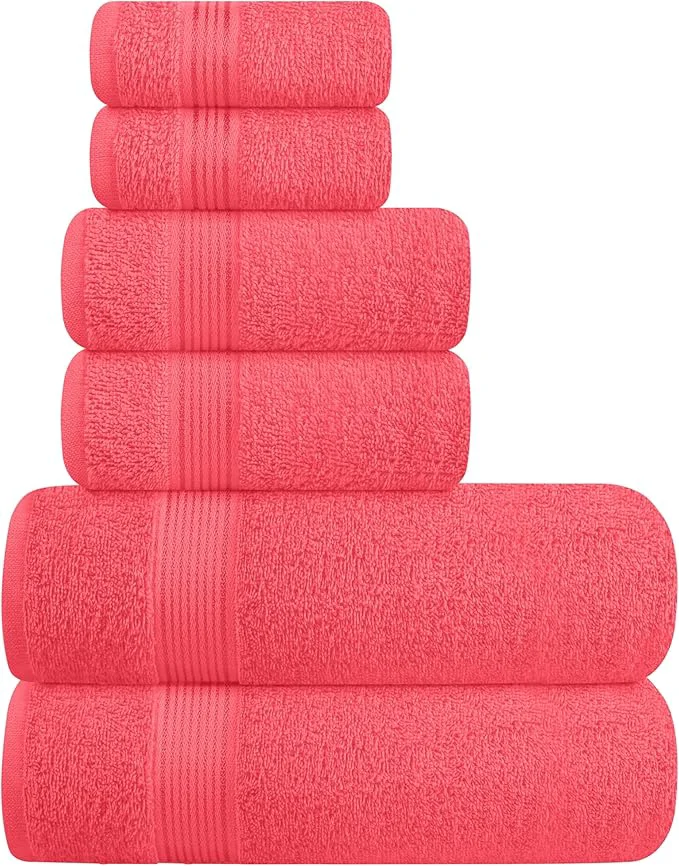 Versatile Elvana Home Ultra Soft 6 Pack Cotton Towel Set Contains 2 Bath Towels 28×55 Eco-Friendly
