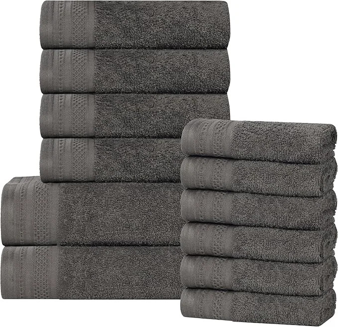 Functional Superior Honeycomb Cotton 500 GSM 12 Piece Bath Towel Set 6 Washcloths Clean