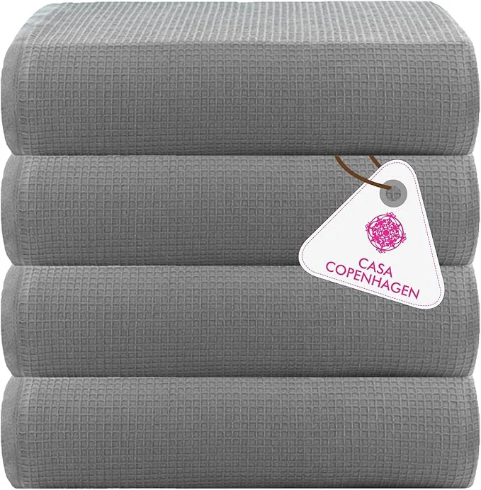 Clean CASA COPENHAGEN Wafffle 4Pcs Egyptian Cotton Large Designer Towels Gift Practical