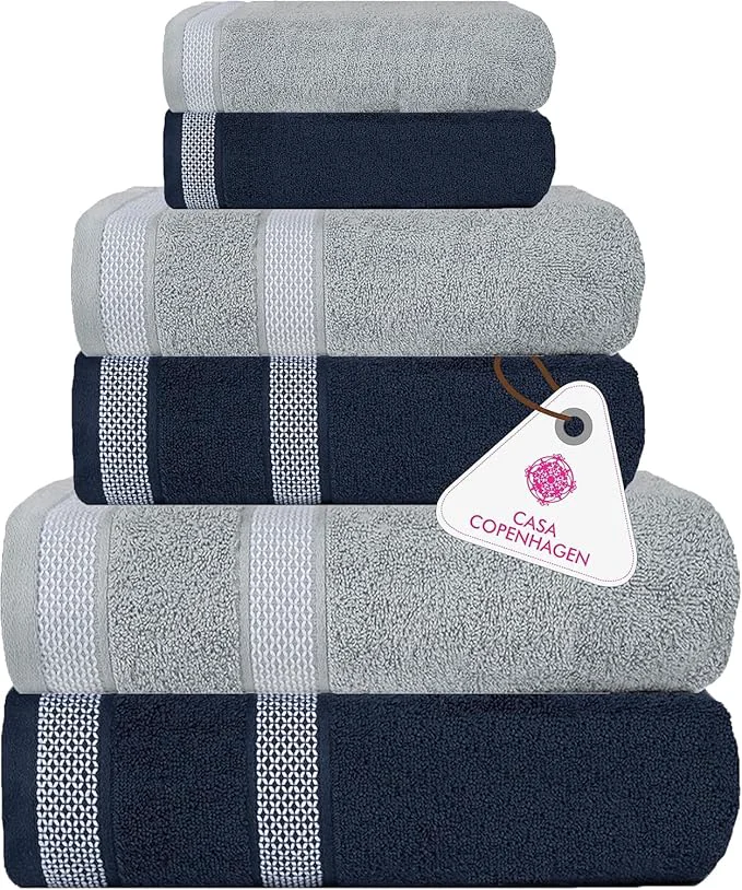 Genuine CASA COPENHAGEN Solitaire 6Pcs Egyptian Cotton Large Designer Towels Gift Proven