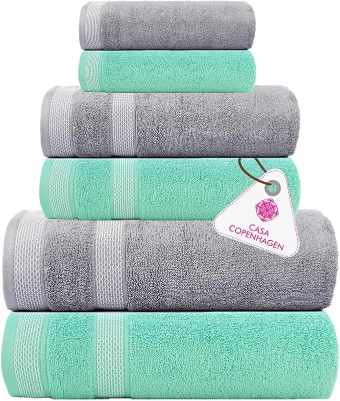 Quality CASA COPENHAGEN Solitaire 6Pcs Egyptian Cotton Large Designer Towels Gift Healthy