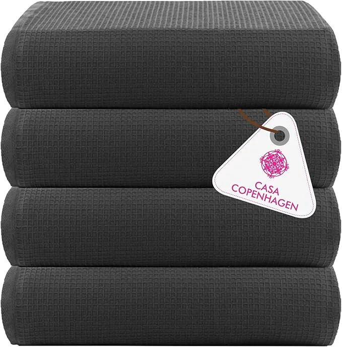 Top-Quality CASA COPENHAGEN Wafffle 4Pcs Egyptian Cotton Large Designer Towels Gift Prestigious