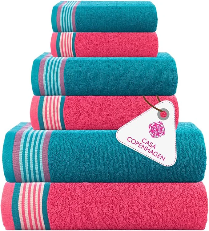 Green CASA COPENHAGEN He She 6Pcs Egyptian Cotton Large Designer Towels Gift Professional