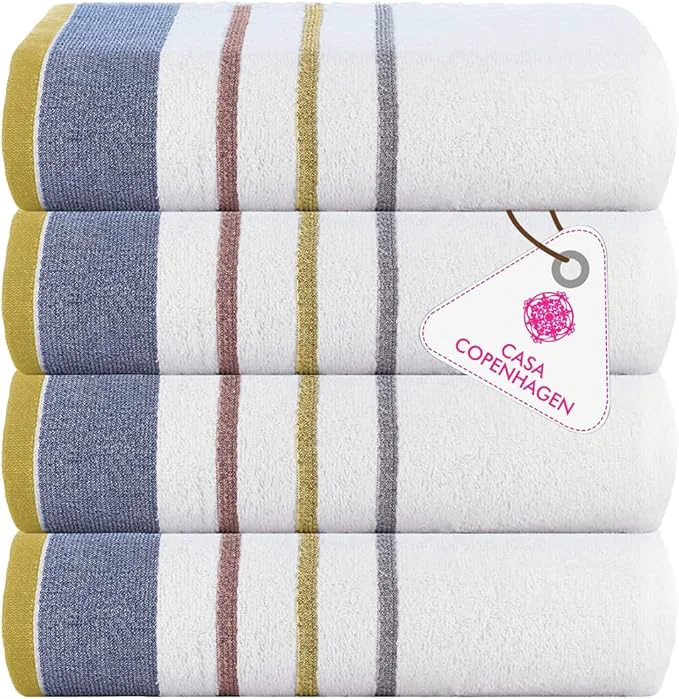 Solid CASA COPENHAGEN White Bay 4Pcs Egyptian Cotton Designer Hand Towels Gift Soft