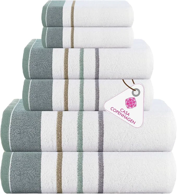 Top-Quality CASA COPENHAGEN White Bay 6Pcs Egyptian Cotton Large Designer Towels Gift Specialty
