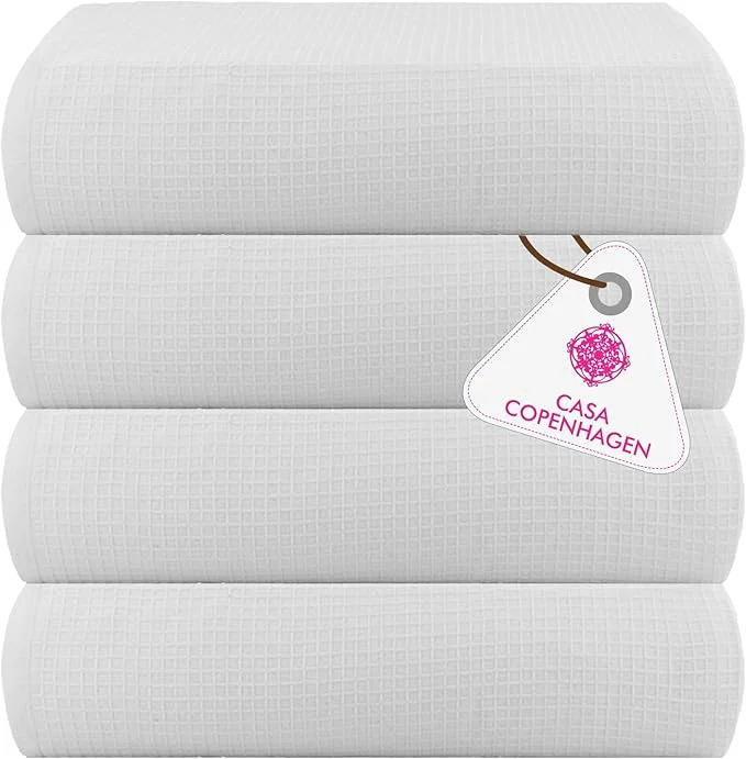 Smooth CASA COPENHAGEN Wafffle 4Pcs Egyptian Cotton Large Designer Towels Gift High-End