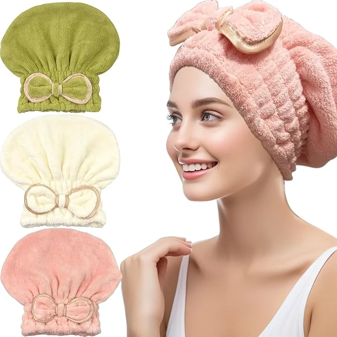 Flexible Jseng 3Packs Microfiber Hair Towel Classic