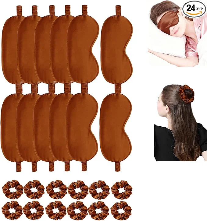 Effective 24Pcs Satin Eye Mask Silk Sleep Masks Silky Eyes Cover Blackout Blindfold First-Class