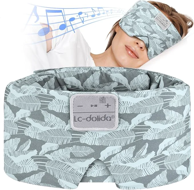 Exceptional LC-dolida Sleep Mask with Bluetooth Headphones Extra Large Silk Eye Mask Smooth