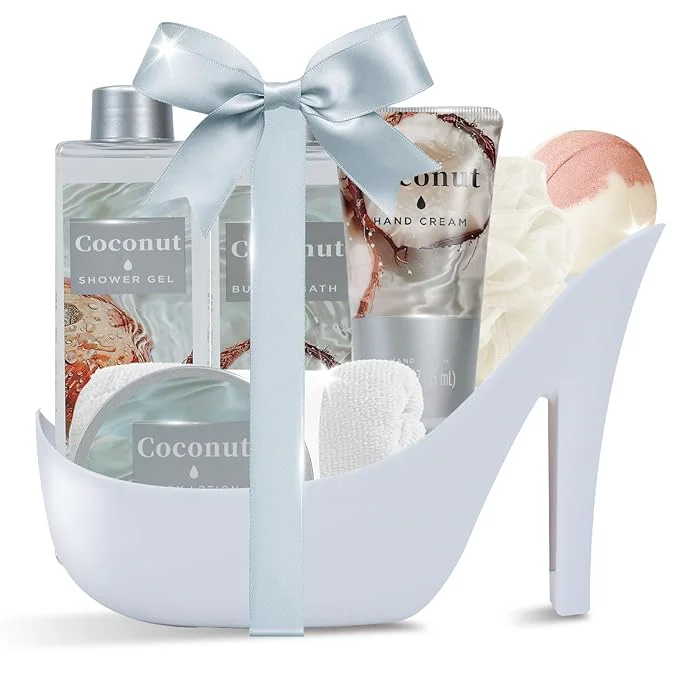 Traditional Soothing Coconut Spa Treasures for Women 8 Piece Gift Set Designed for beautys Advanced