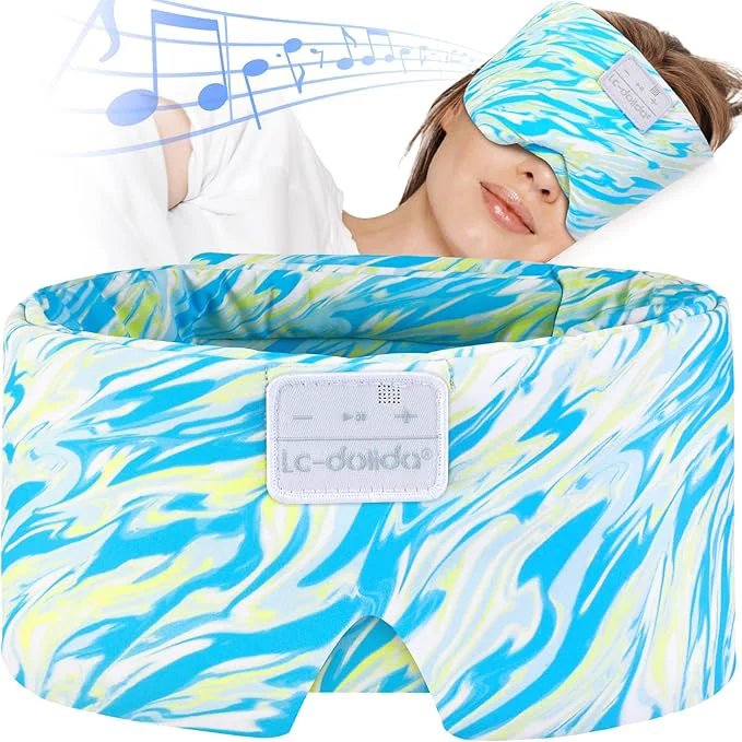 Certified LC-dolida Sleep Mask with Bluetooth Headphones Extra Large Silk Eye Mask Original Design