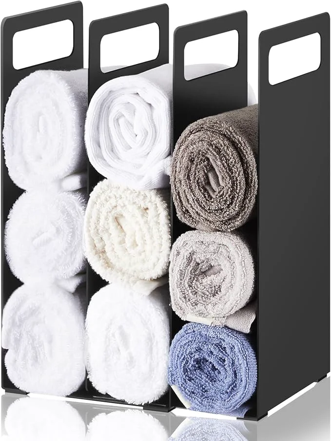 Convenient LEIFIDE Set of 2 Interlocking Towel Organizer Metal Bathroom Towel Storage Rack Practical