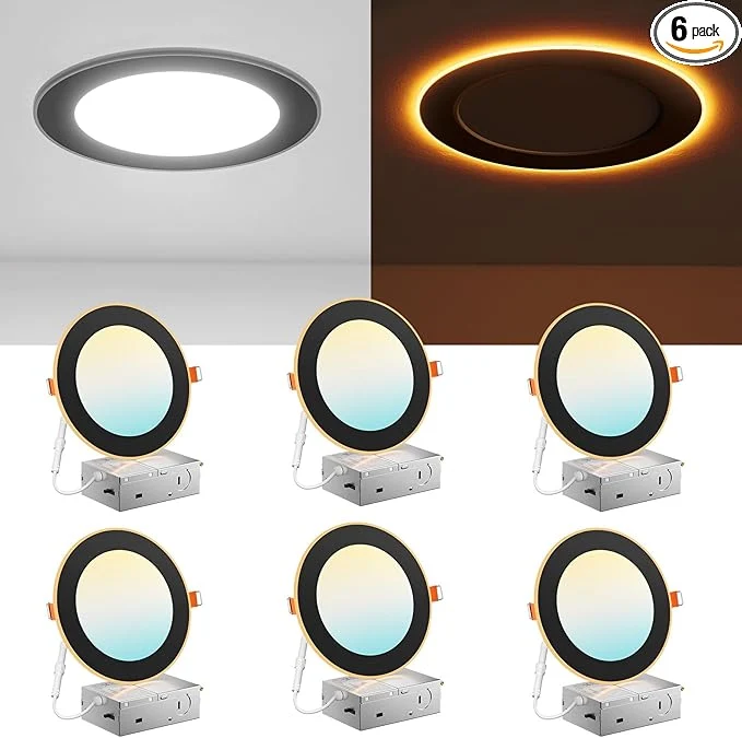 World-Class Amico 6 Pack Black 6 Inch 5CCT LED Recessed Ceiling Light High-Performance