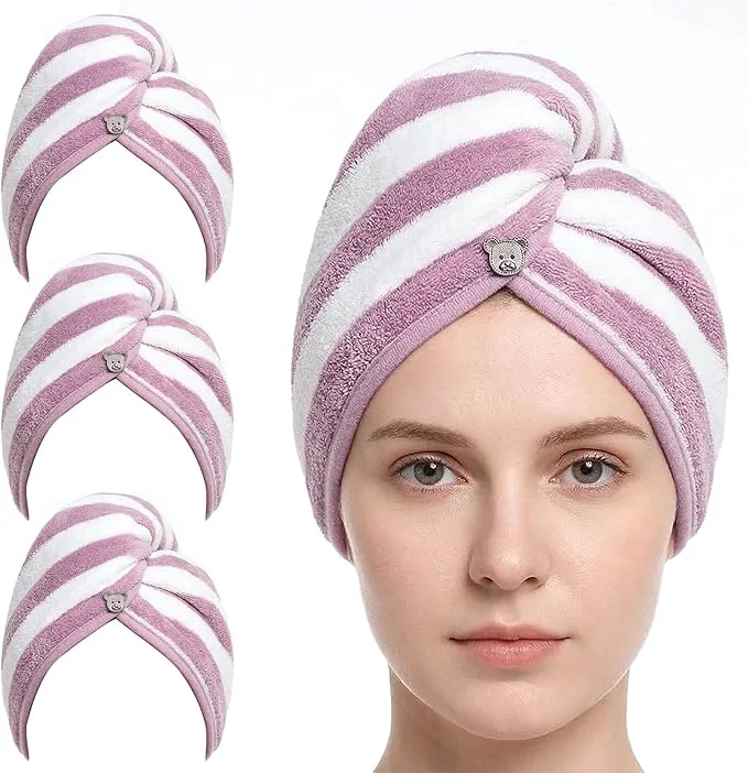 Organic 3 Pack Microfiber Hair Towel Wrap Relaxed