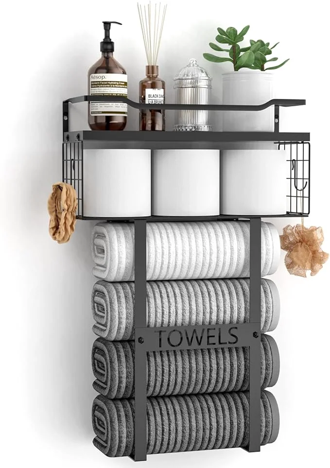 Natural Wall Mounted Towel Rack for Bathroom Flexible