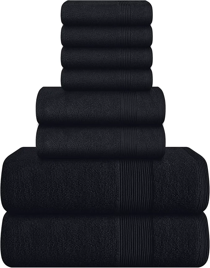 Verified Belizzi Home 8 Piece Towel Set Ring Spun Cotton 2 Bath Towels 27×54 Genuine