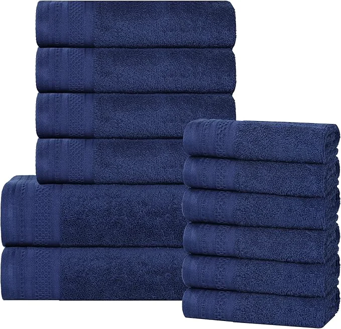 Advanced Superior Honeycomb Cotton 500 GSM 12 Piece Bath Towel Set 6 Washcloths Contemporary