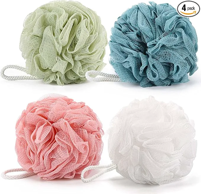 Easy-to-Use BTYMS Loofah Bath Sponges 60g pc Shower Pouf Bath Scrunchies Body Puffs Relaxed