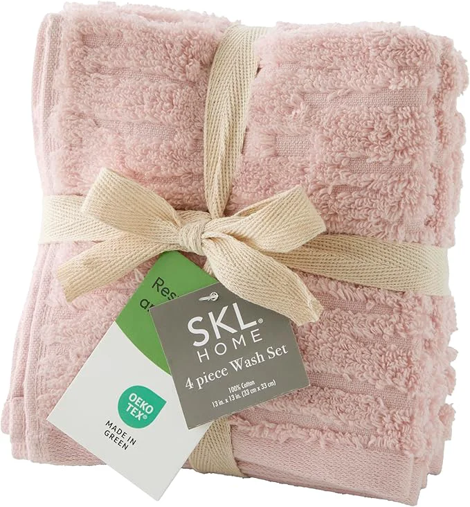 Flexible SKL Home CloudSoft Cotton Luxury 4-Piece Washcloth Set 520 GSM Ultra First-Class