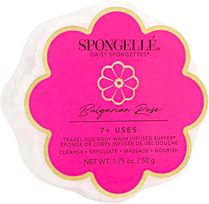Specialty Spongellé Bulgarian Rose Daisy Spongette Bath Sponge Built-in Body Wash Elegant