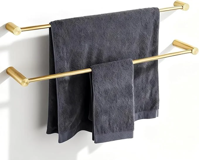 Solid Towel Racks for Bathroom NEWRAIN 30 inch Double Bath Towel Bar Wall Mounted Refined