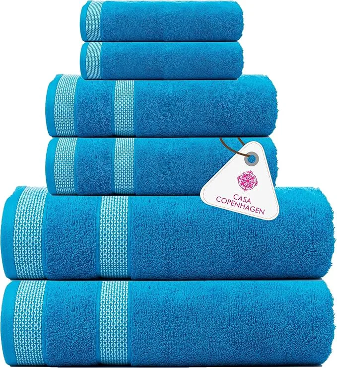 Comfortable CASA COPENHAGEN Solitaire 6Pcs Egyptian Cotton Large Designer Towels Gift Easy-to-Use