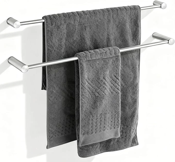 Smooth Towel Racks for Bathroom NEWRAIN 30 inch Double Bath Towel Bar Wall Mounted Exclusive