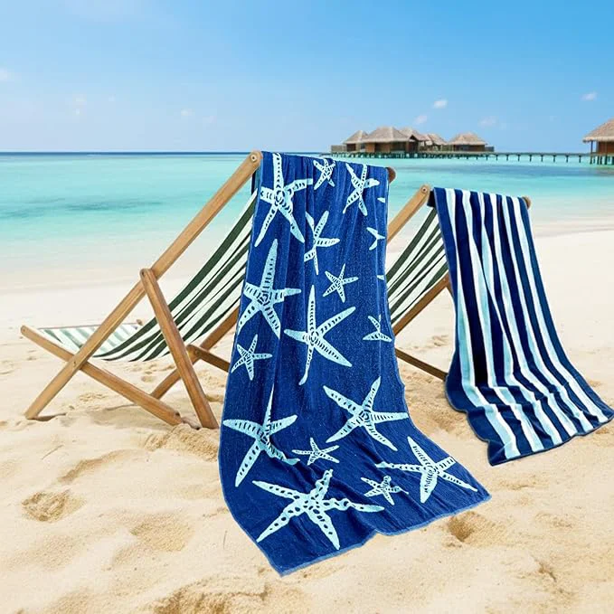 Relaxed CASA COPENHAGEN Miami Towel 2Pcs Starfish Blue Authentic